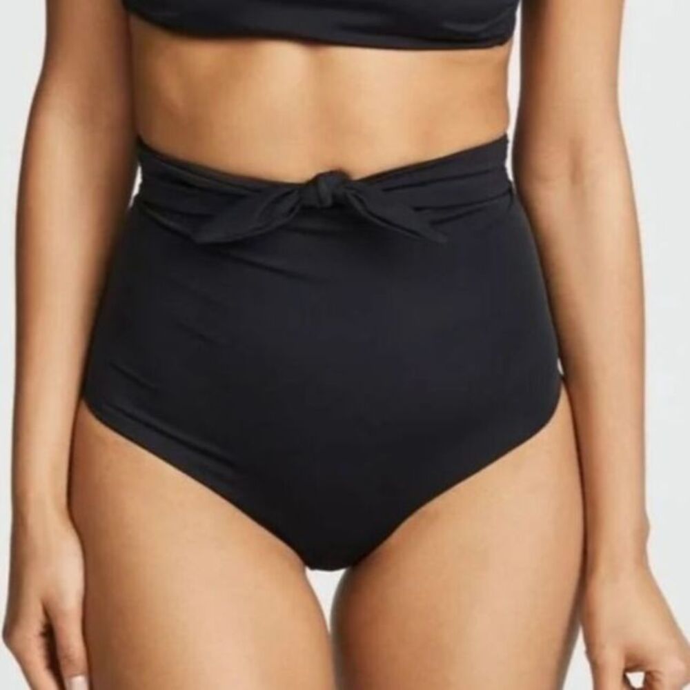 Mara Hoffman  Women's Jay NWT Black High Waist Tie-Front Swim Bottoms Size 3X